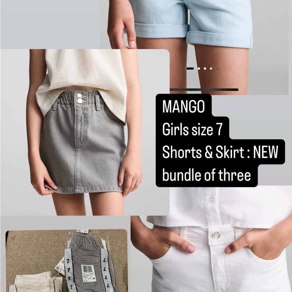 Bundle! 3 MANGO girls size 7 Jean shorts and skirt